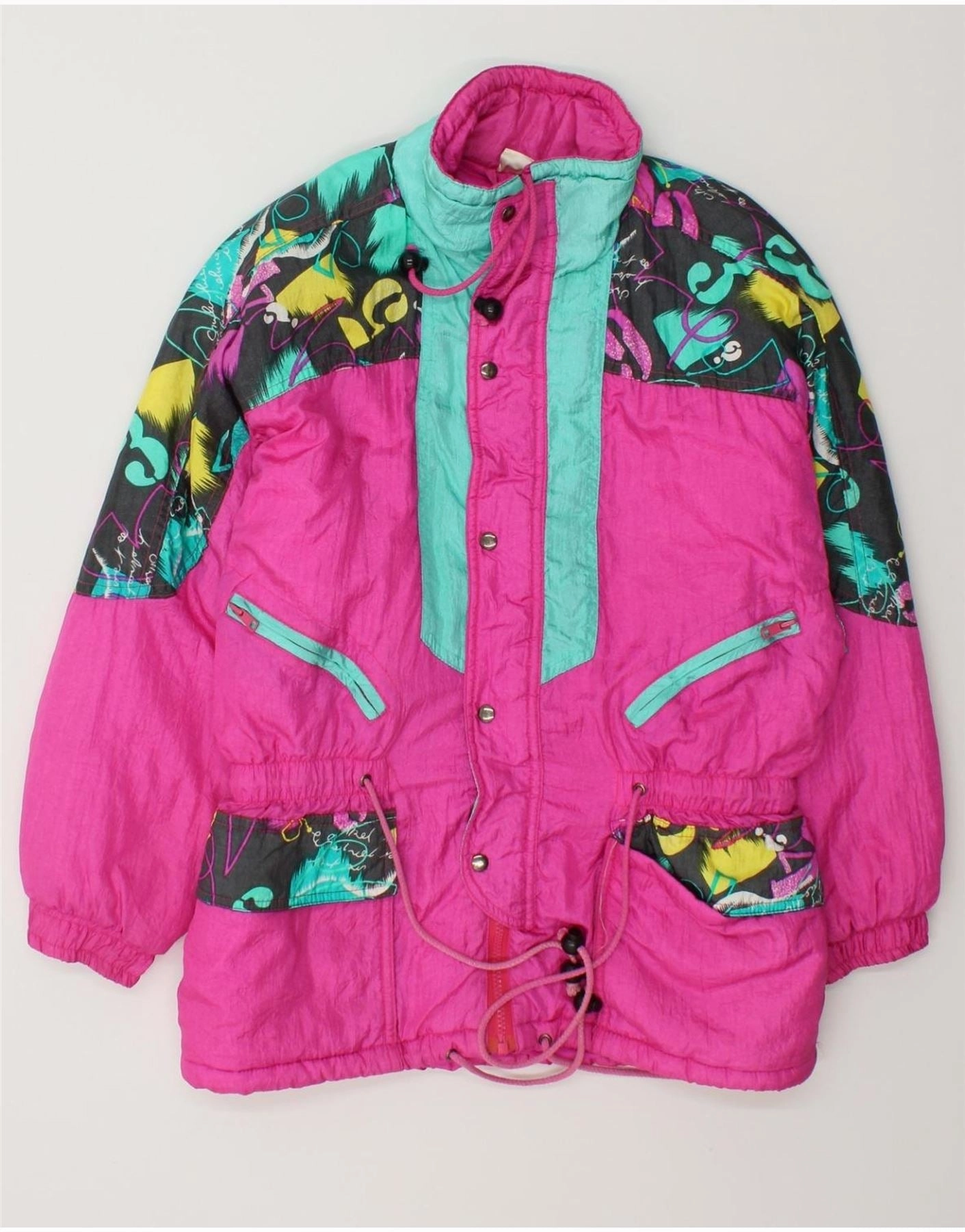 Quality Advocate VINTAGE Boys Oversized Padded Coat 11-12 Years Pink Colourblock Polyamide