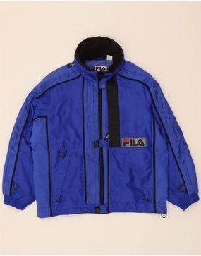 FILA Boys Padded Jacket 14-15 Years Medium Blue Polyester Fall Ready