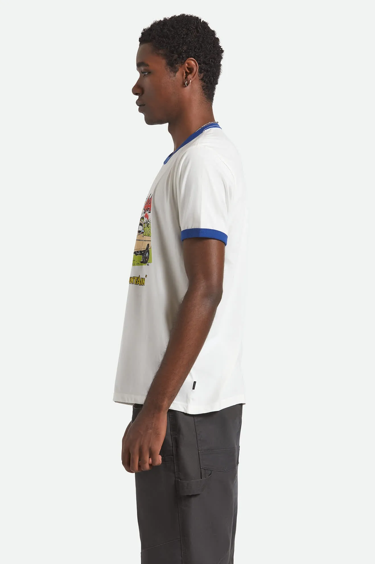 Ford King Of The Mountains S/S Ringer T-Shirt - Wimbledon White Timeless Layering