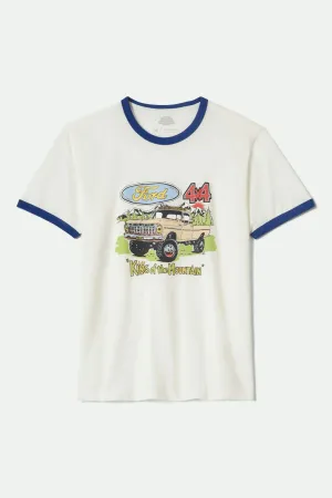 RibbedNeckBanding Animal Print Ford King Of The Mountains S/S Ringer T-Shirt - Wimbledon White