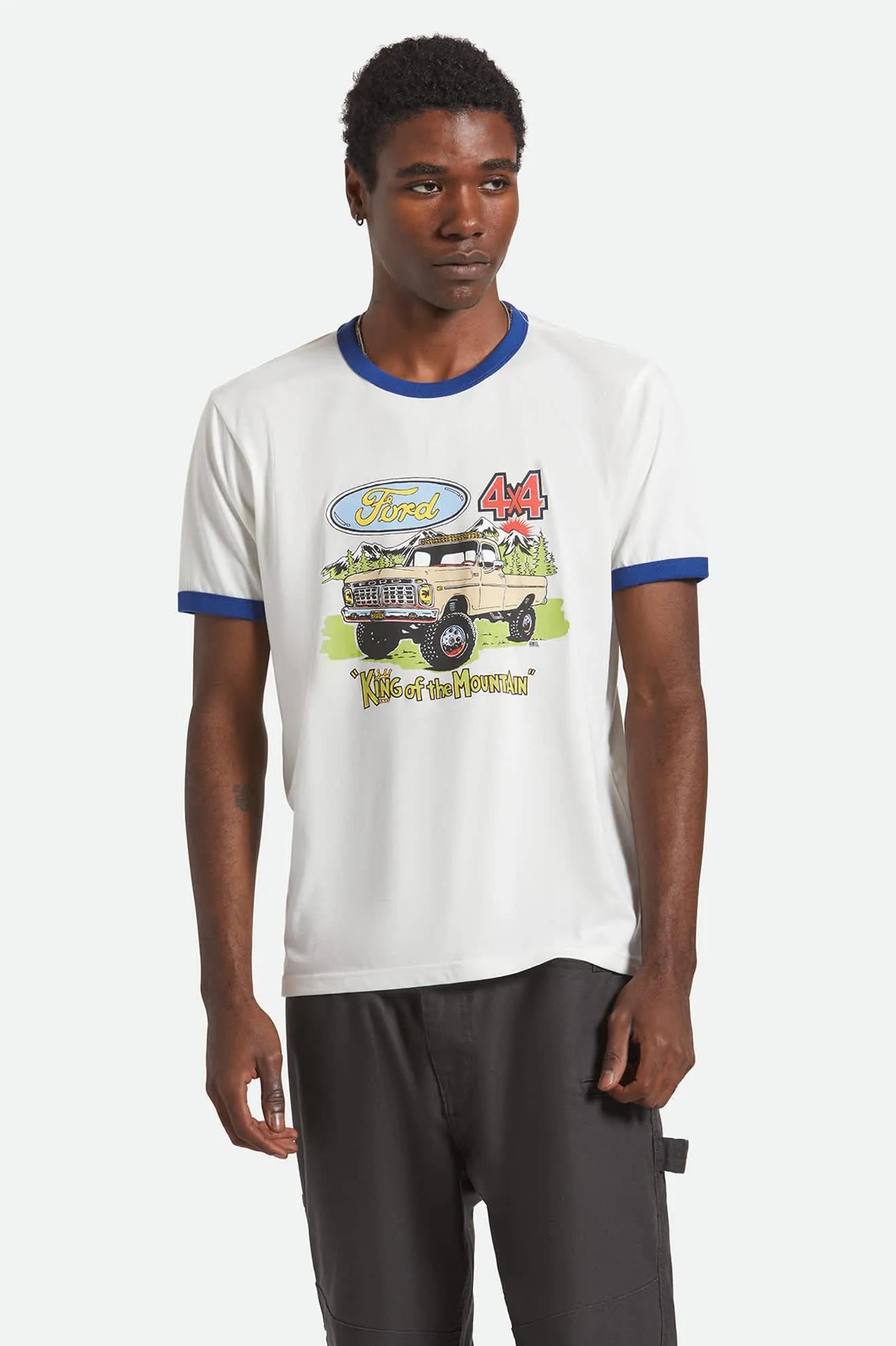 Reinforced Shoulder Seams Outdoor Ready Ford King Of The Mountains S/S Ringer T-Shirt - Wimbledon White