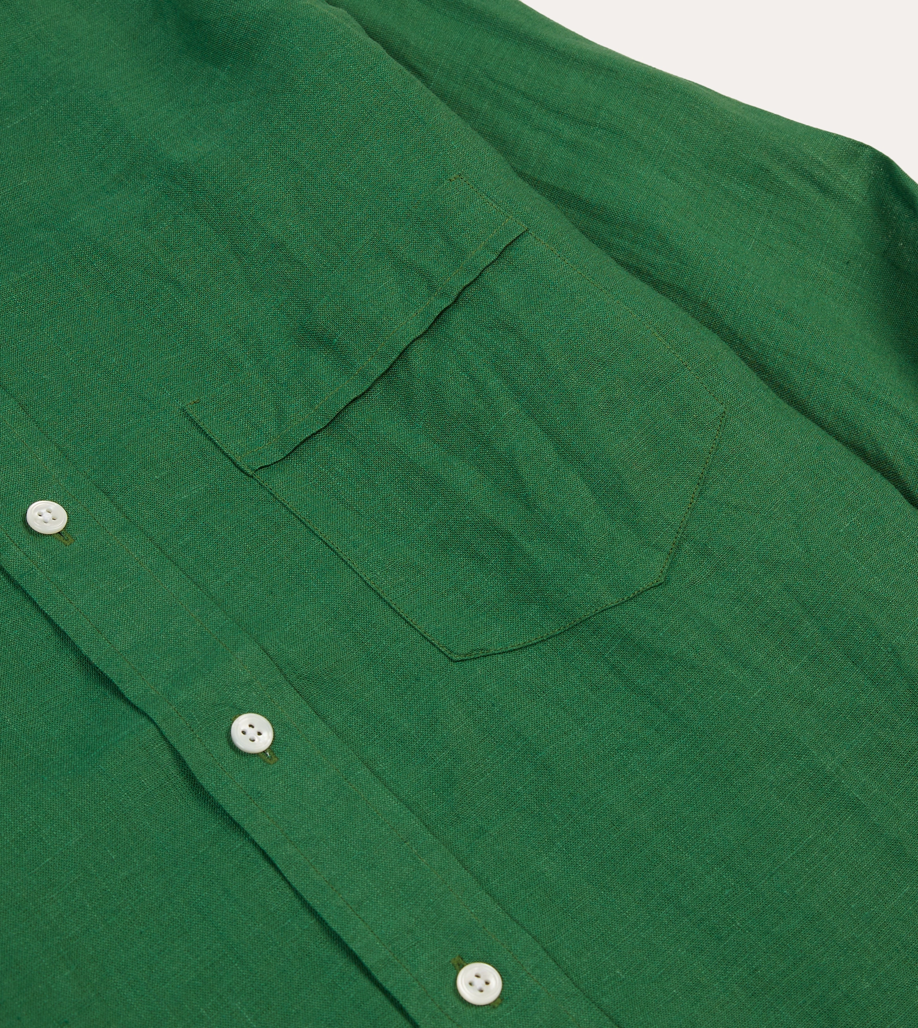 Standalone Option Forest Green Linen Spread Collar Shirt
