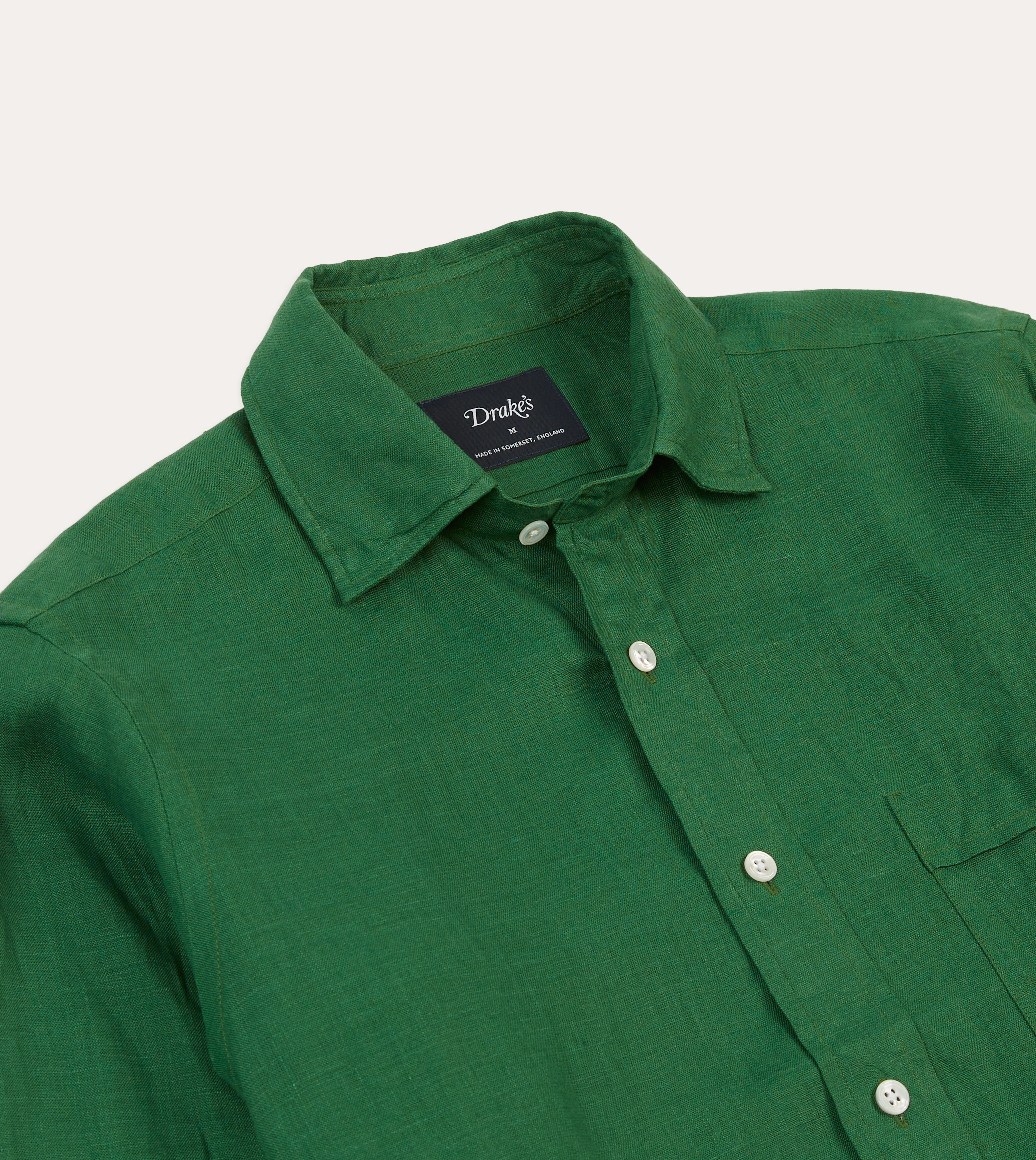 Forest Green Linen Spread Collar Shirt Mountain Retreat Must-Have Item