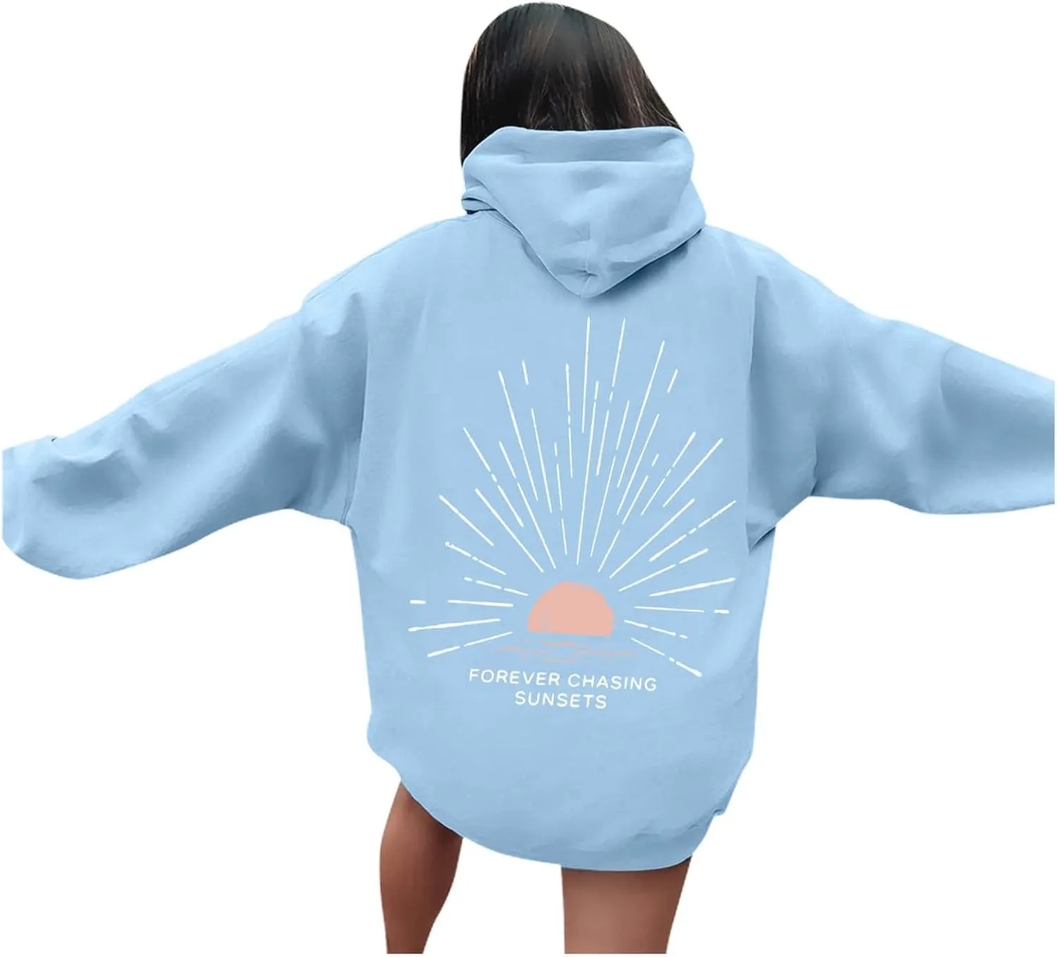 Forever Chasing Sunsets Hoodie for Women Long Sleeve Loose Fit Sweatshirt Casual Comfortable Trendy Sweatshirts