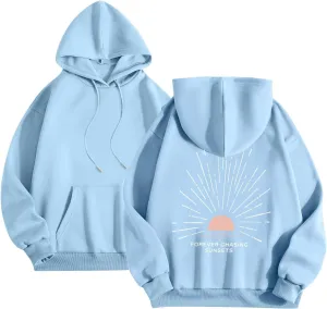 Forever Chasing Sunsets Hoodie for Women Long Sleeve Loose Fit Sweatshirt Casual Comfortable Trendy Sweatshirts