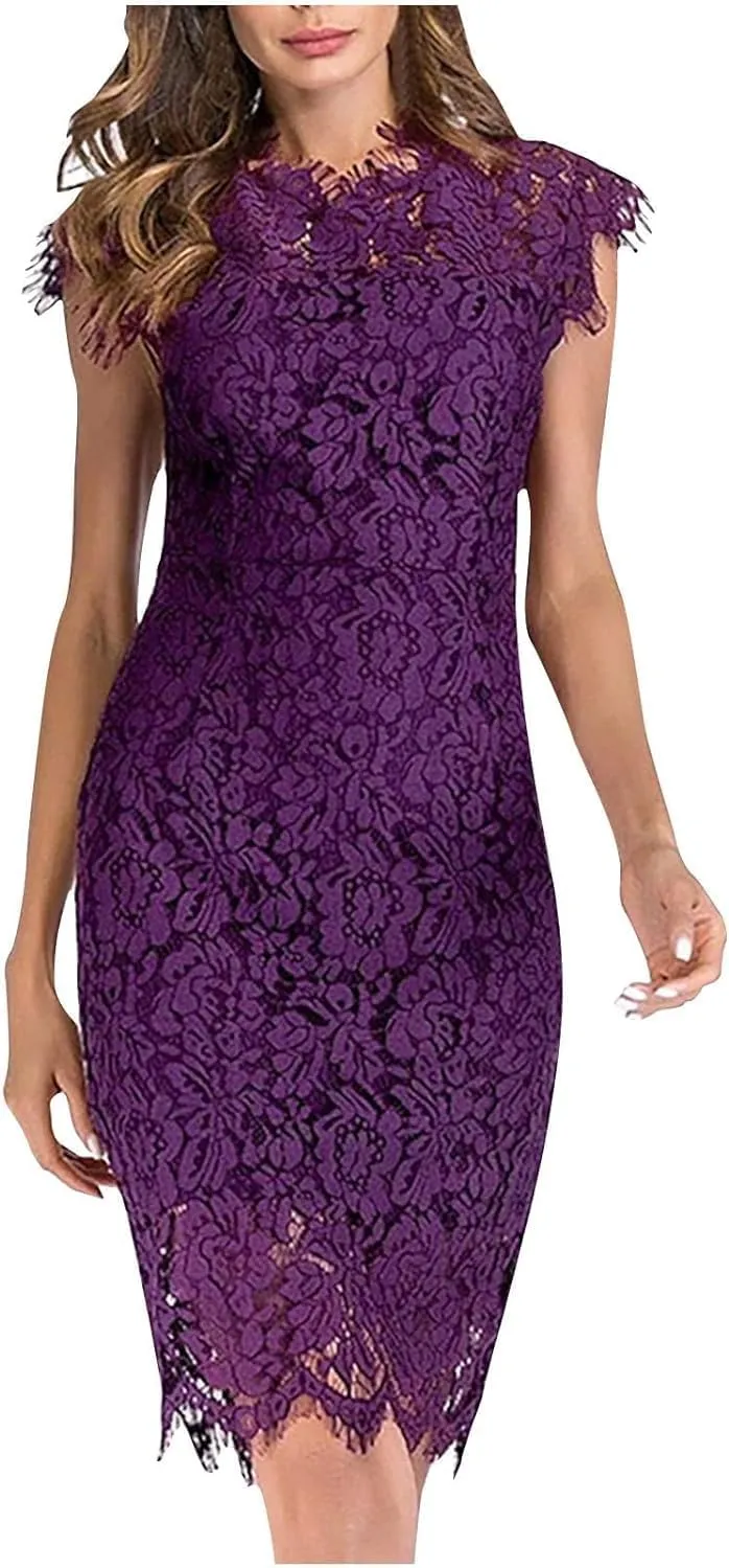 Formal Lace Knee Women Sexy Bodycon Summer Sleeveless Dress Dresses Length Cocktail Evening Gown Bridesmaid