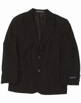 Report NAUTICA Boys 2 Button Blazer Jacket 5-6 Years Black Pinstripe Polyester