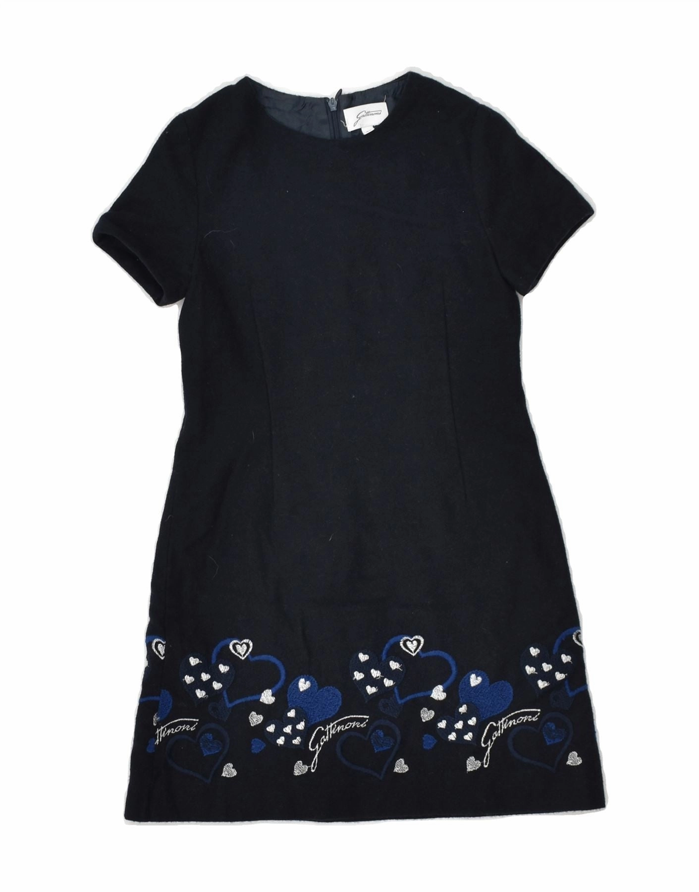 Movement Ready GATTINONI Girls Slim Sheath Dress 7-8 Years Navy Blue Geometric Polyester