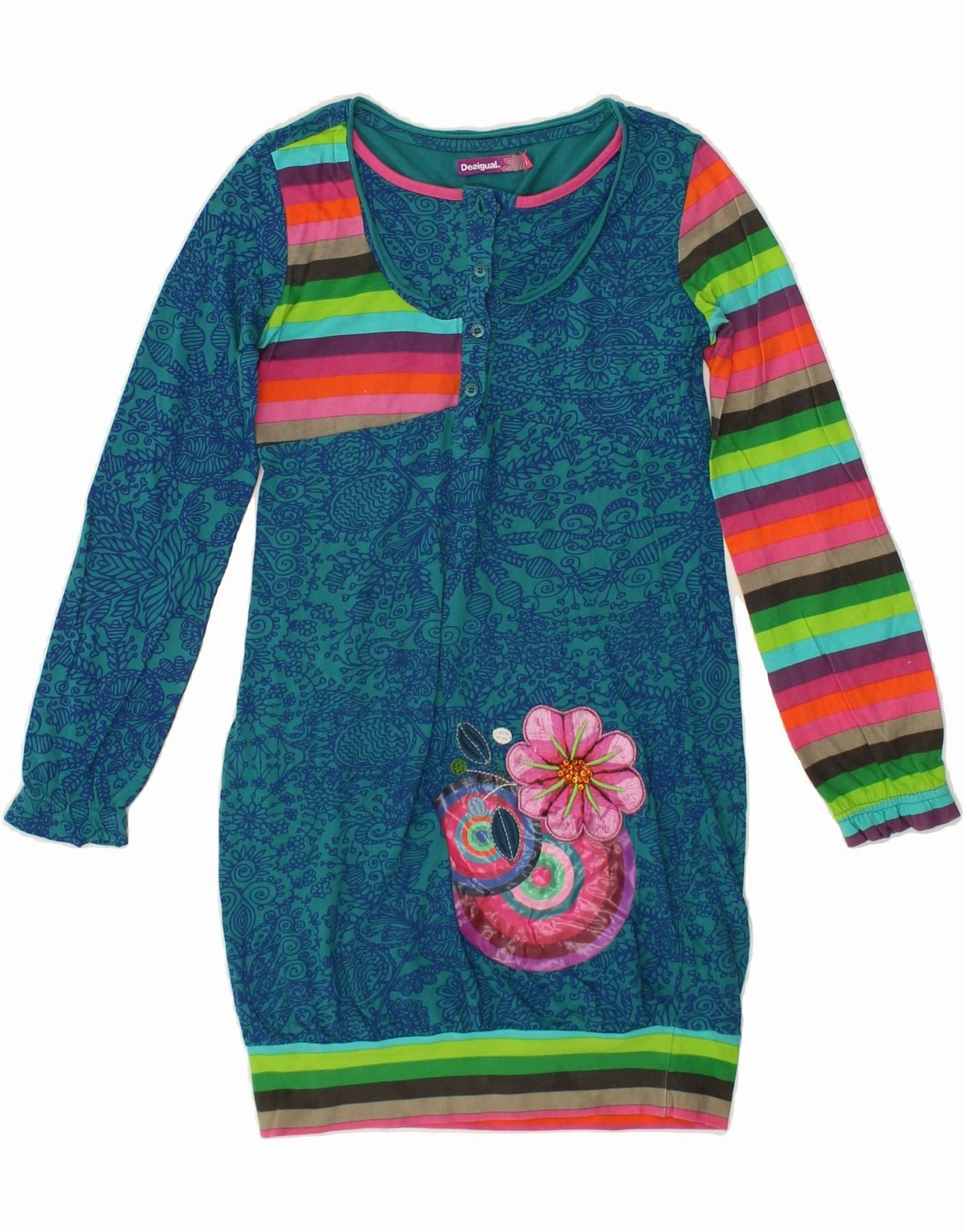 Soft-touch daywear Warm Soft DESIGUAL Girls Graphic Bubble Dress 9-10 Years Blue Paisley