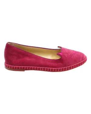 Relaxed Walking Comfort Night Glow Charlotte Olympia Kitty Espadrilles in Raspberry Red Velvet