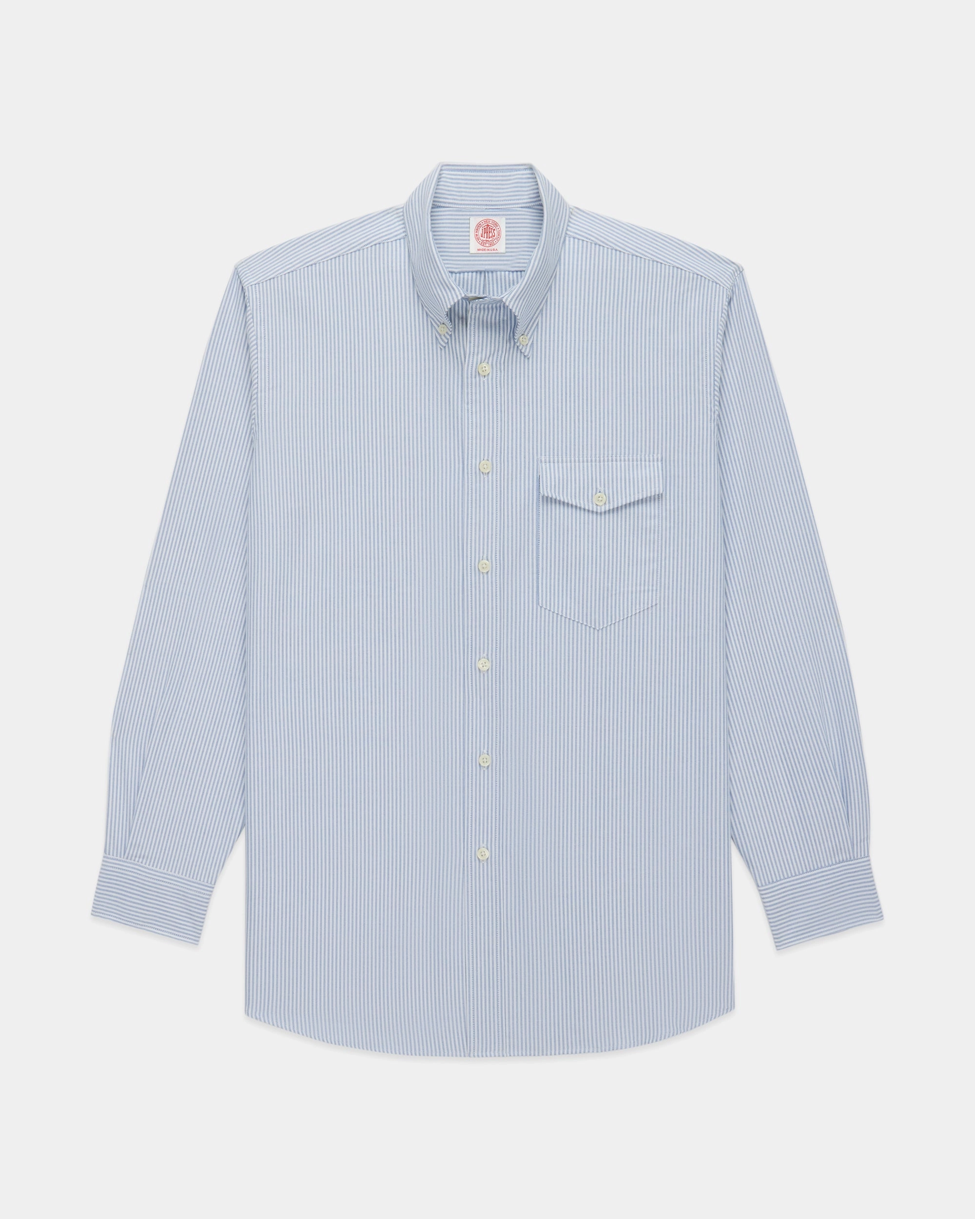 Made-in-USA Flap Pocket Blue University Stripe Oxford Cloth Button Down Shirt - Regular Fit Mountain Escape