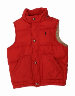 Recognize POLO RALPH LAUREN Boys Padded Gilet 2-3 Years Red Polyester