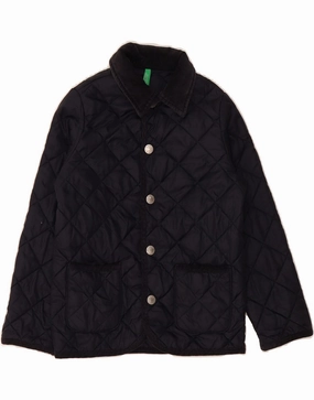 BENETTON Boys Quilted Jacket 7-8 Years Navy Blue Class Casual Outdoor Wear