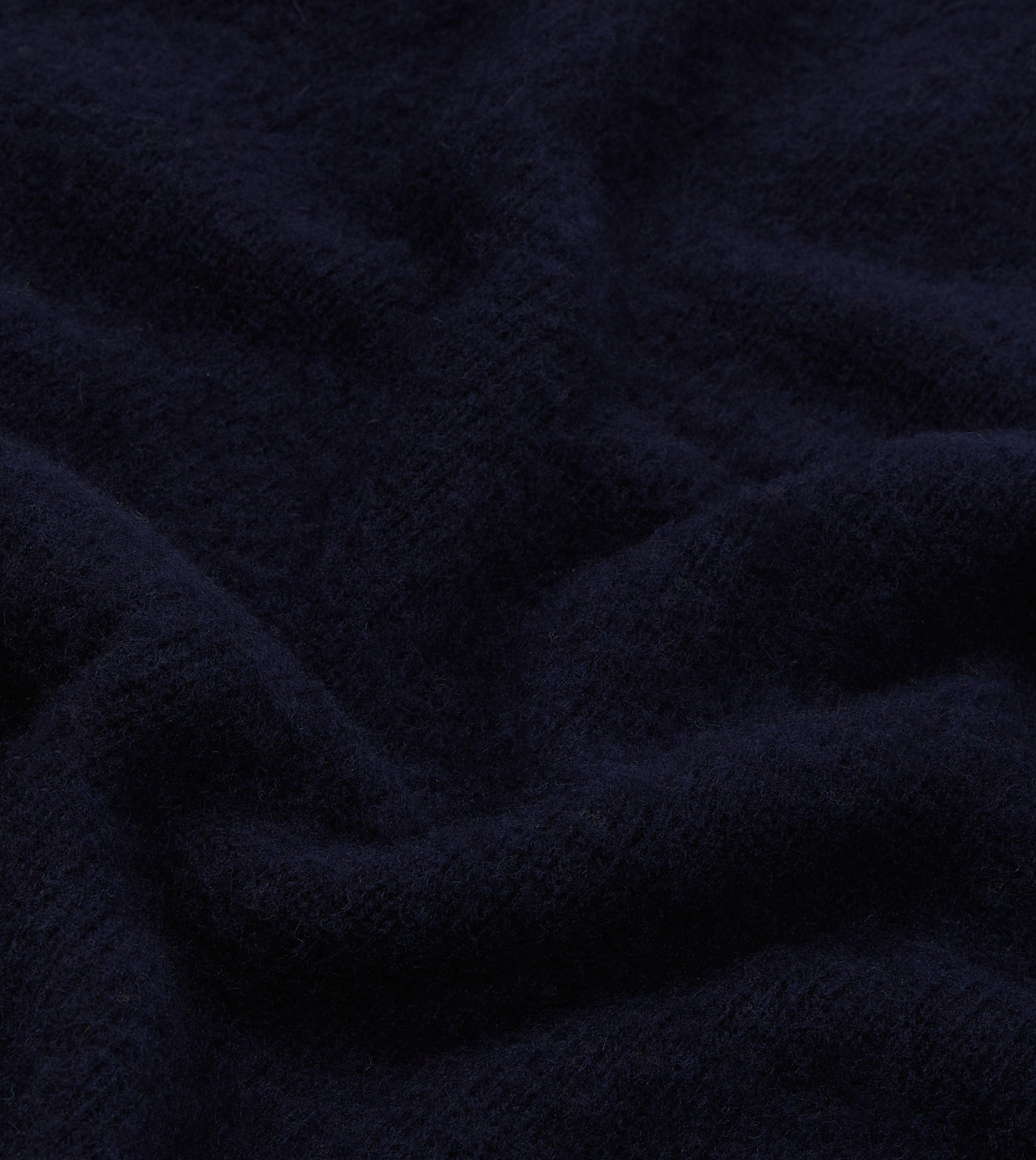 Casual Draping WaffleKnit Texture Navy Brushed Shetland Mock Neck Jumper