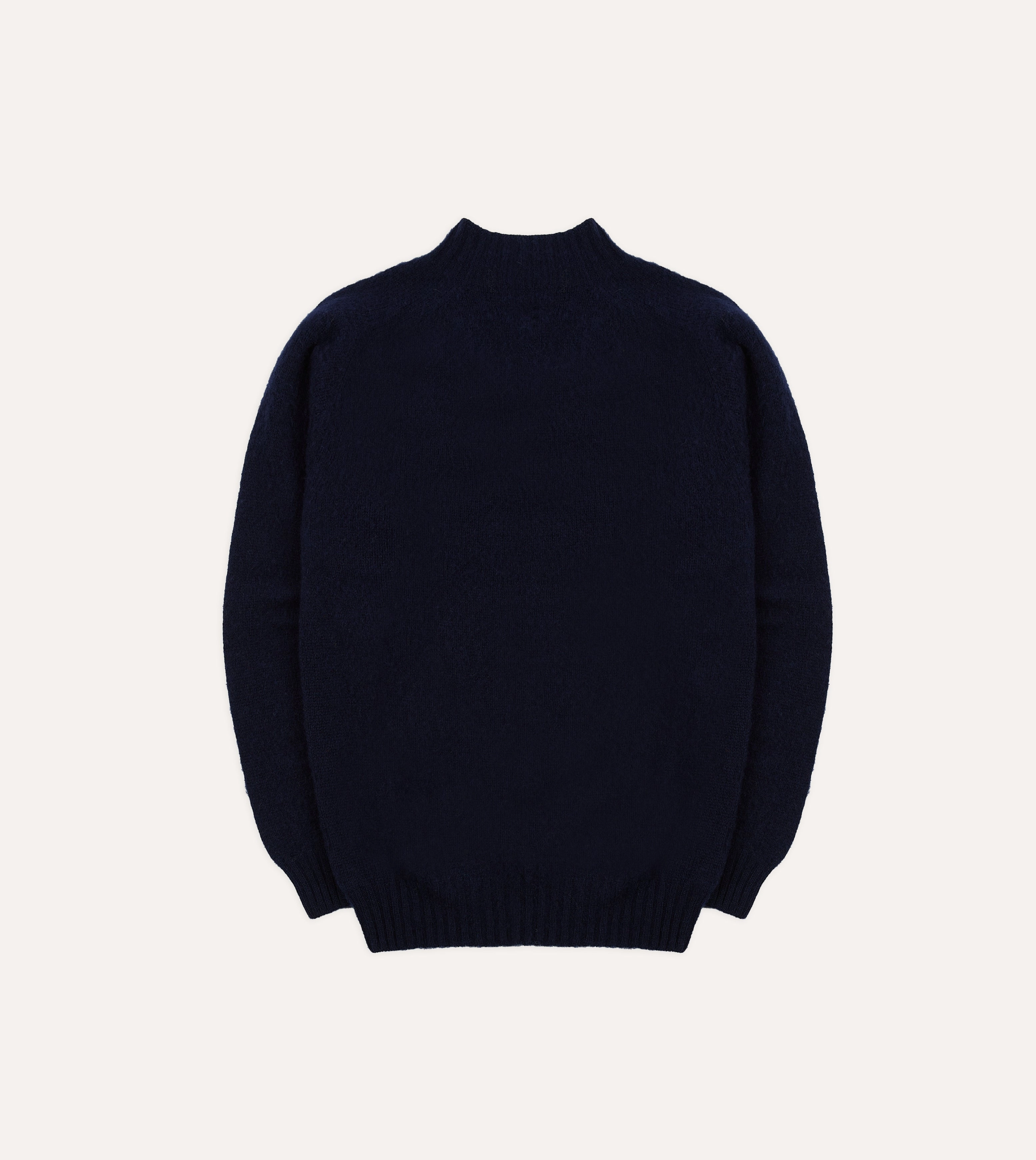 Warm Classic Navy Brushed Shetland Mock Neck Jumper