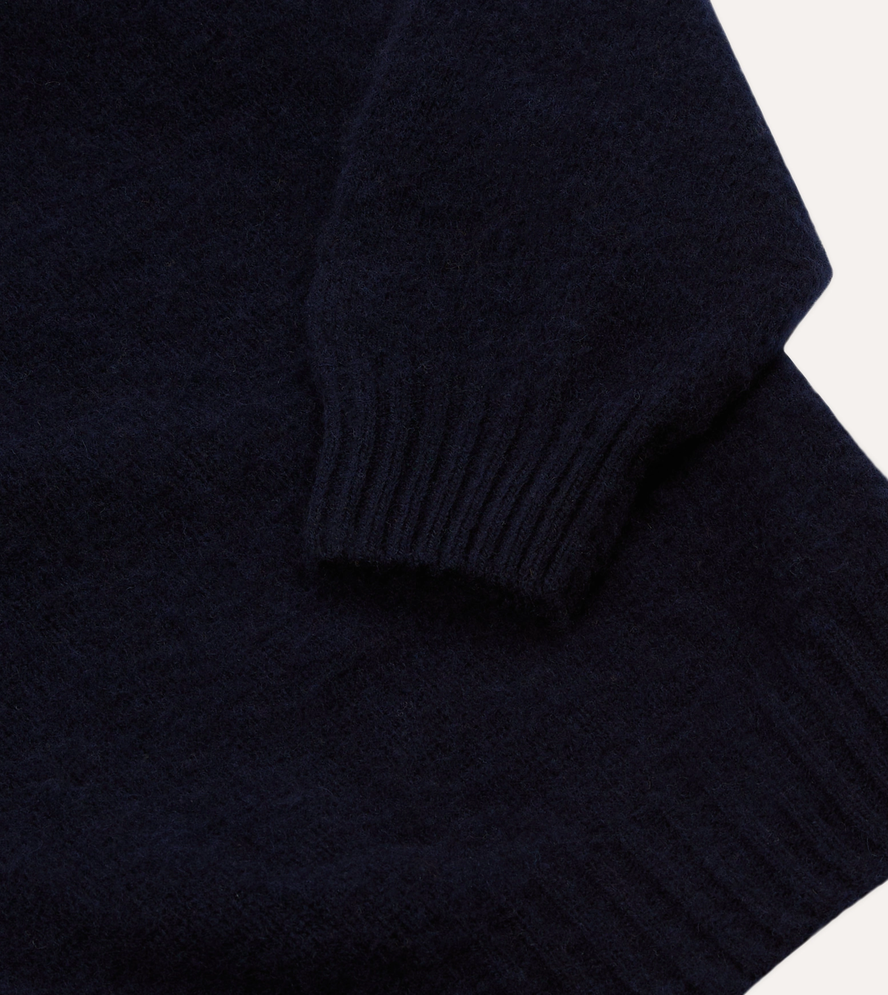 Wrinkle Resistant Finish Flexible Neckline Navy Brushed Shetland Mock Neck Jumper
