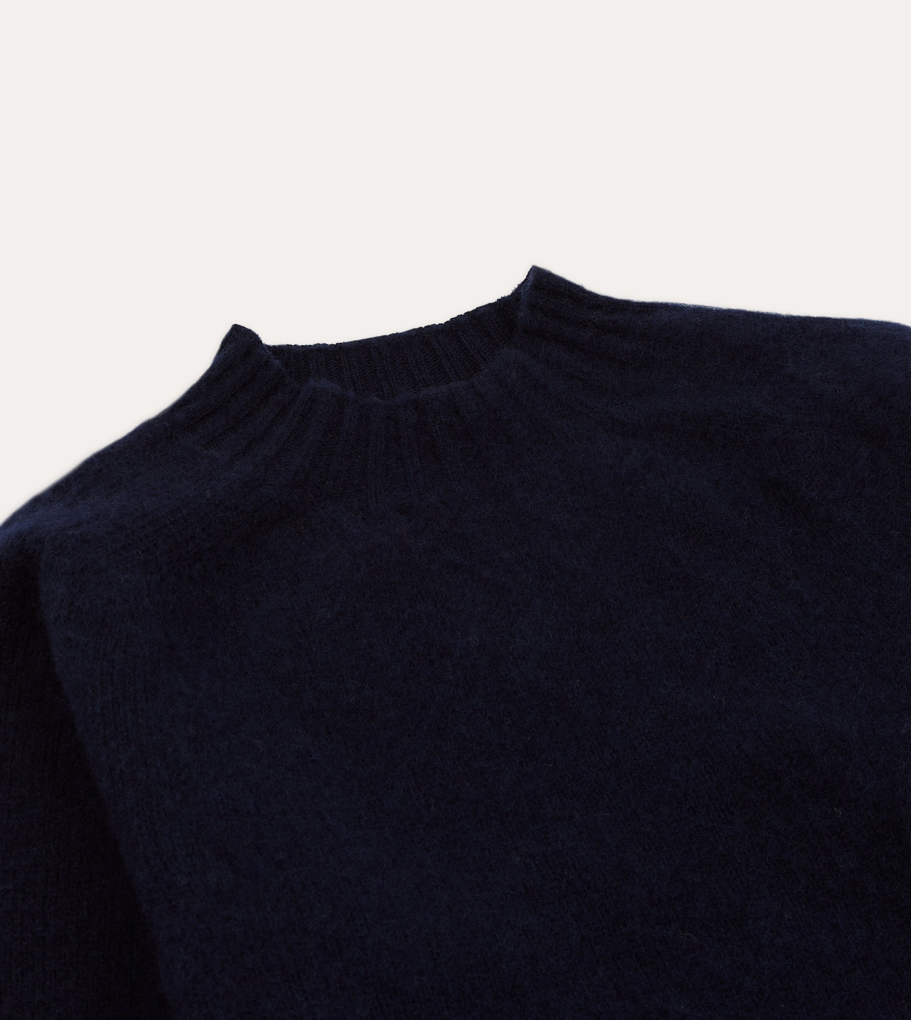 Navy Brushed Shetland Mock Neck Jumper High Elasticity Four Way Stretch Design