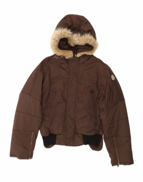 MONCLER Boys Hooded Padded Jacket 13-14 Years Brown Polyamide discounted Weather Ease