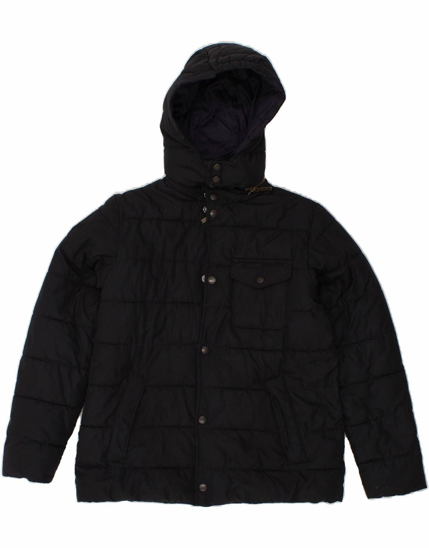 Passport Probability BARBOUR Boys Hooded Padded Jacket 11-12 Years Black Polyester