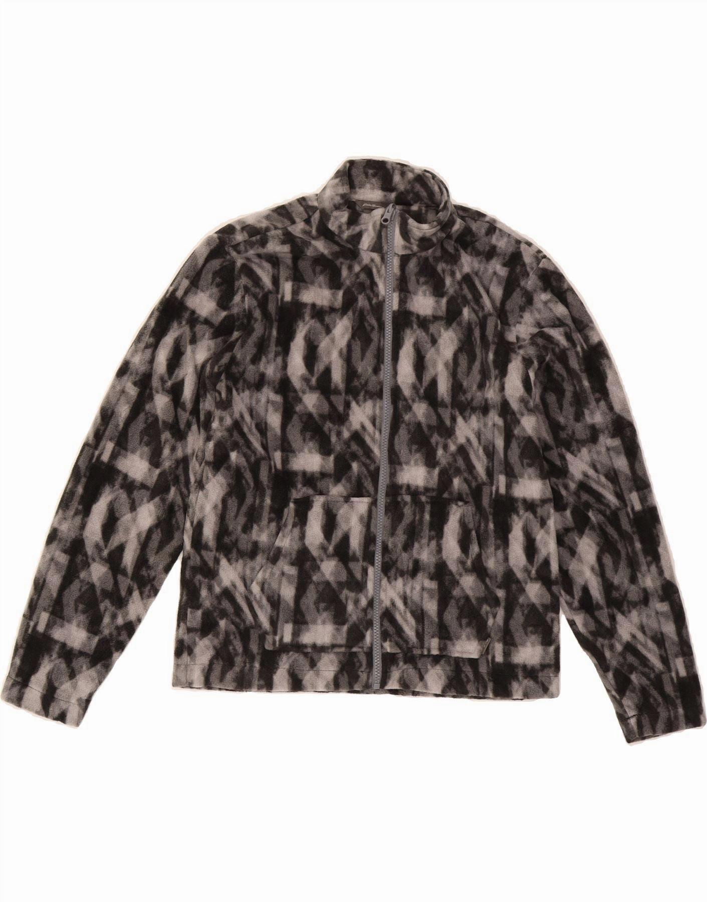 EDDIE BAUER Boys Fleece Jacket 14-15 Years Large  Grey Geometric Polyester Layered construction