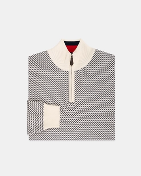 Layered Wearable Tic Pattern Quarter Zip Sweater - Classic Fit