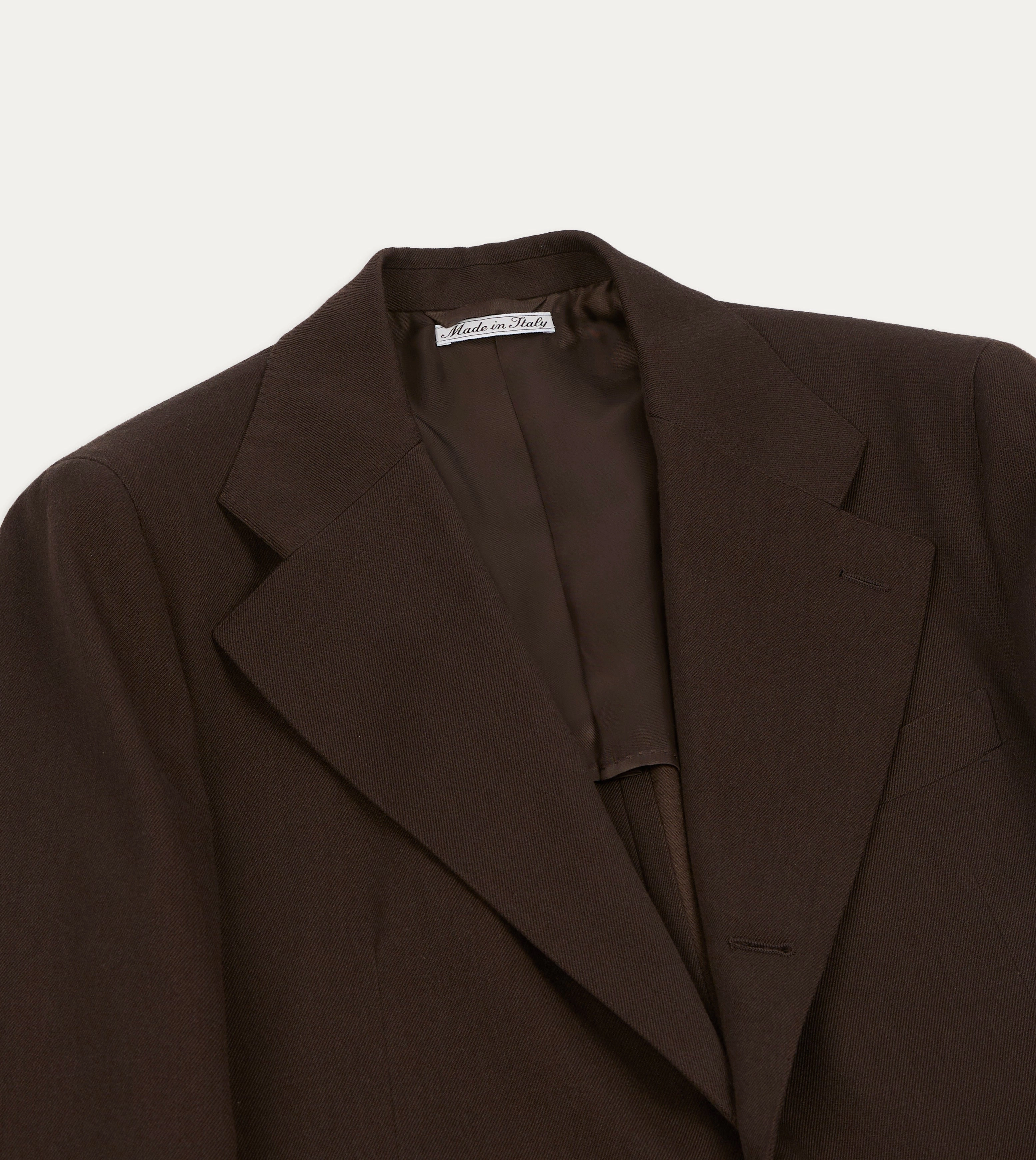 Brown Wool-Cotton Tailored Jacket Friction Reduction Technology
