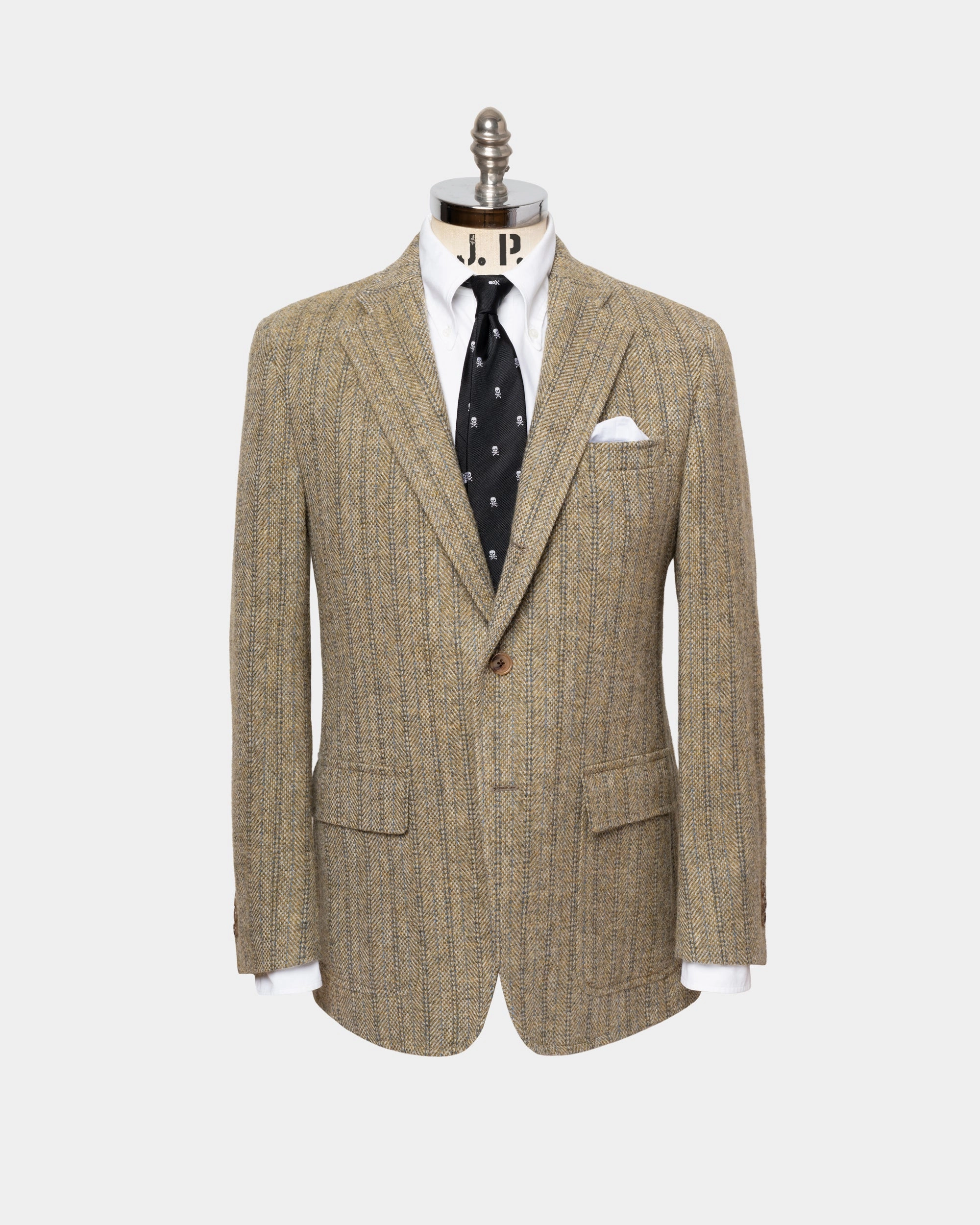 Clean Cut Convertible Cuff Mechanism Made-in-USA Magee Irish Tweed Tan Barley Bone Sport Coat
