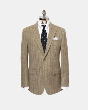 Clean Cut Convertible Cuff Mechanism Made-in-USA Magee Irish Tweed Tan Barley Bone Sport Coat