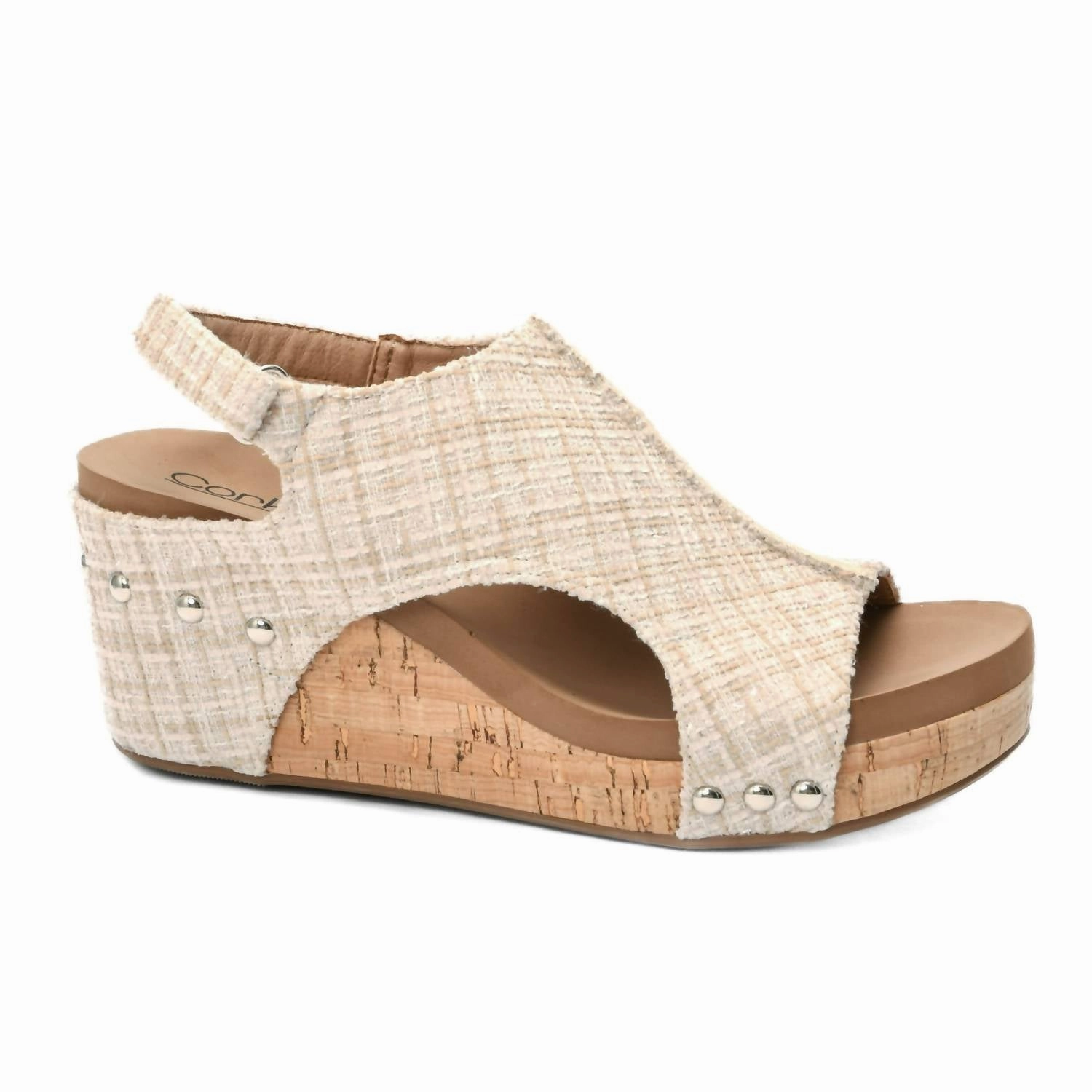 Stable Walk Sleek Touch Women's Carley Wedge Sandal In Sand Tweed
