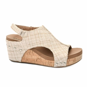 Statement Lift Work Ready Women's Carley Wedge Sandal In Sand Tweed