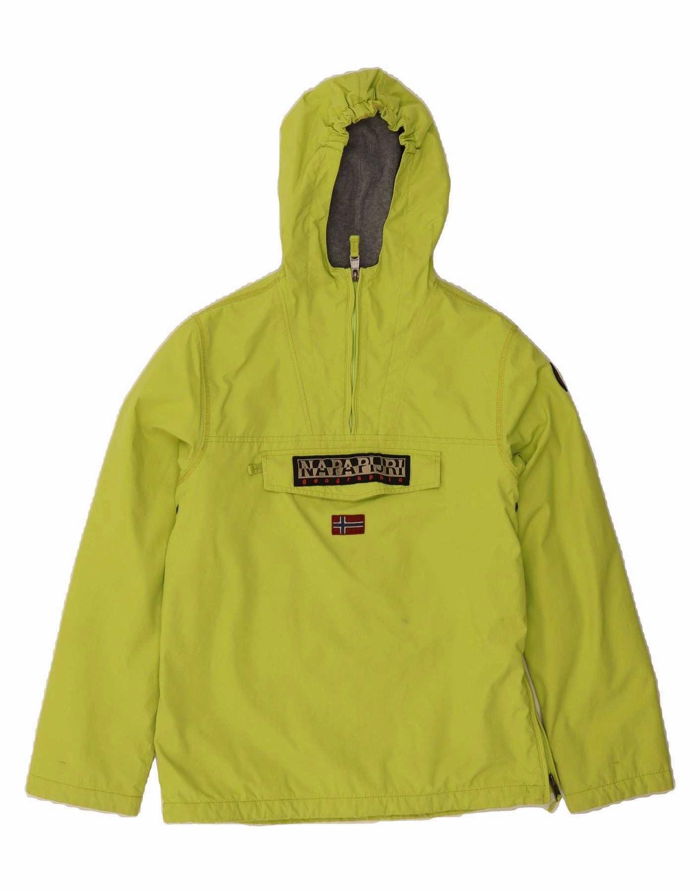 NAPAPIJRI Boys Graphic Hooded Anorak Jacket 15-16 Years Green Polyamide Relaxed Edge night