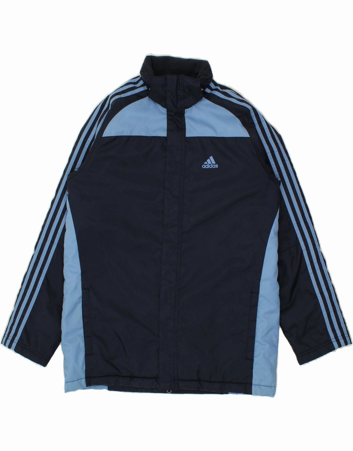 Hot Multi Pocket ADIDAS Boys Graphic Windbreaker Coat 15-16 Years Navy Blue Colourblock