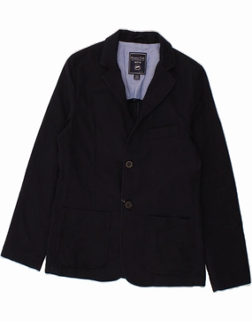 MASSIMO DUTTI Boys 2 Button Blazer Jacket 11-12 Years Navy Blue Polyester Casual Fit Hiking Gear