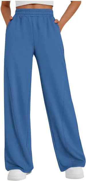 FZVYD Women's Wide Leg Sweatpants Baggy Straight Leg Lounge Pants Fall Outfits Athletic Joggers Casual Trousers with Pockets