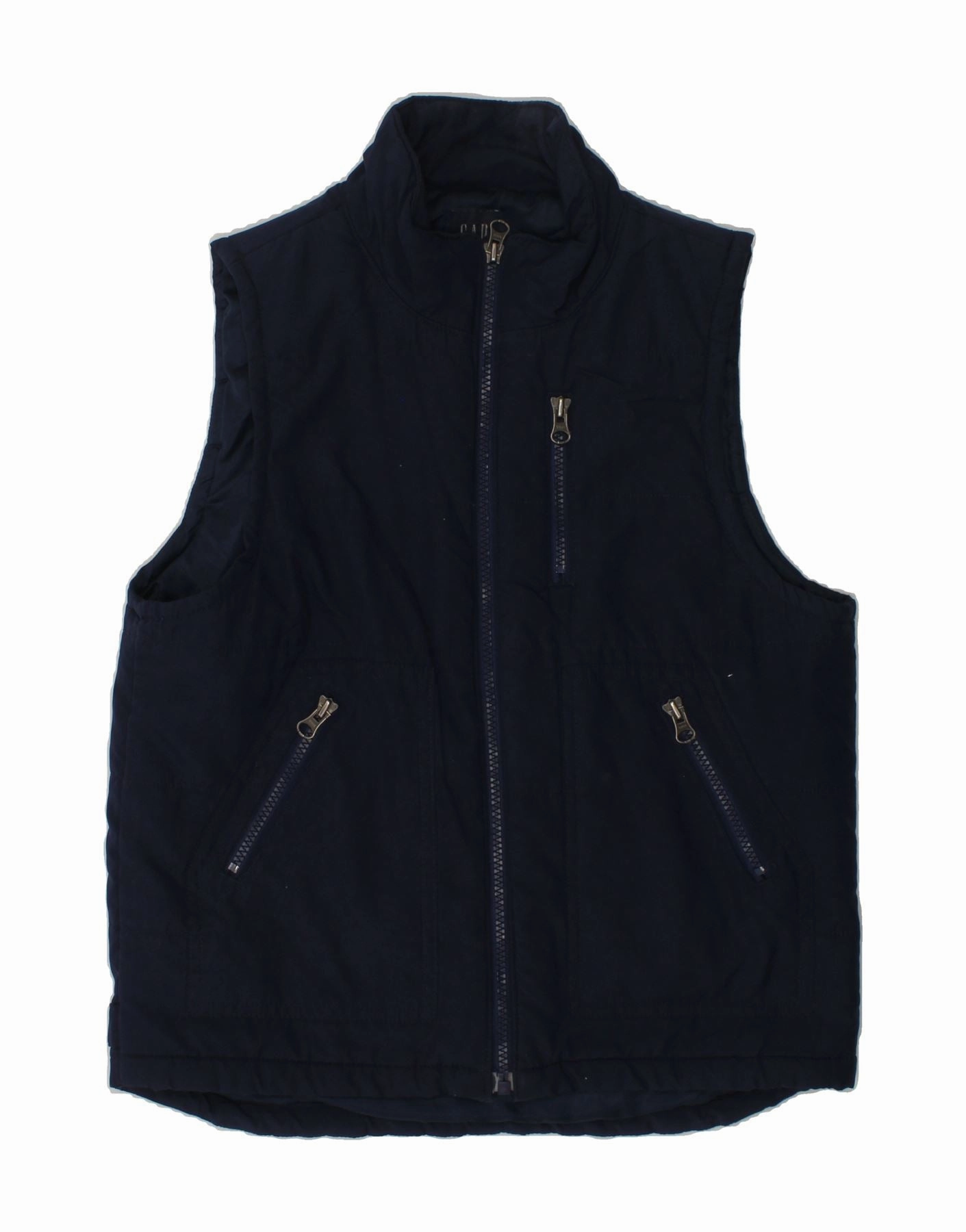 GAP Boys Gilet 8-9 Years Navy Blue Polyester Zippered Vents Storage