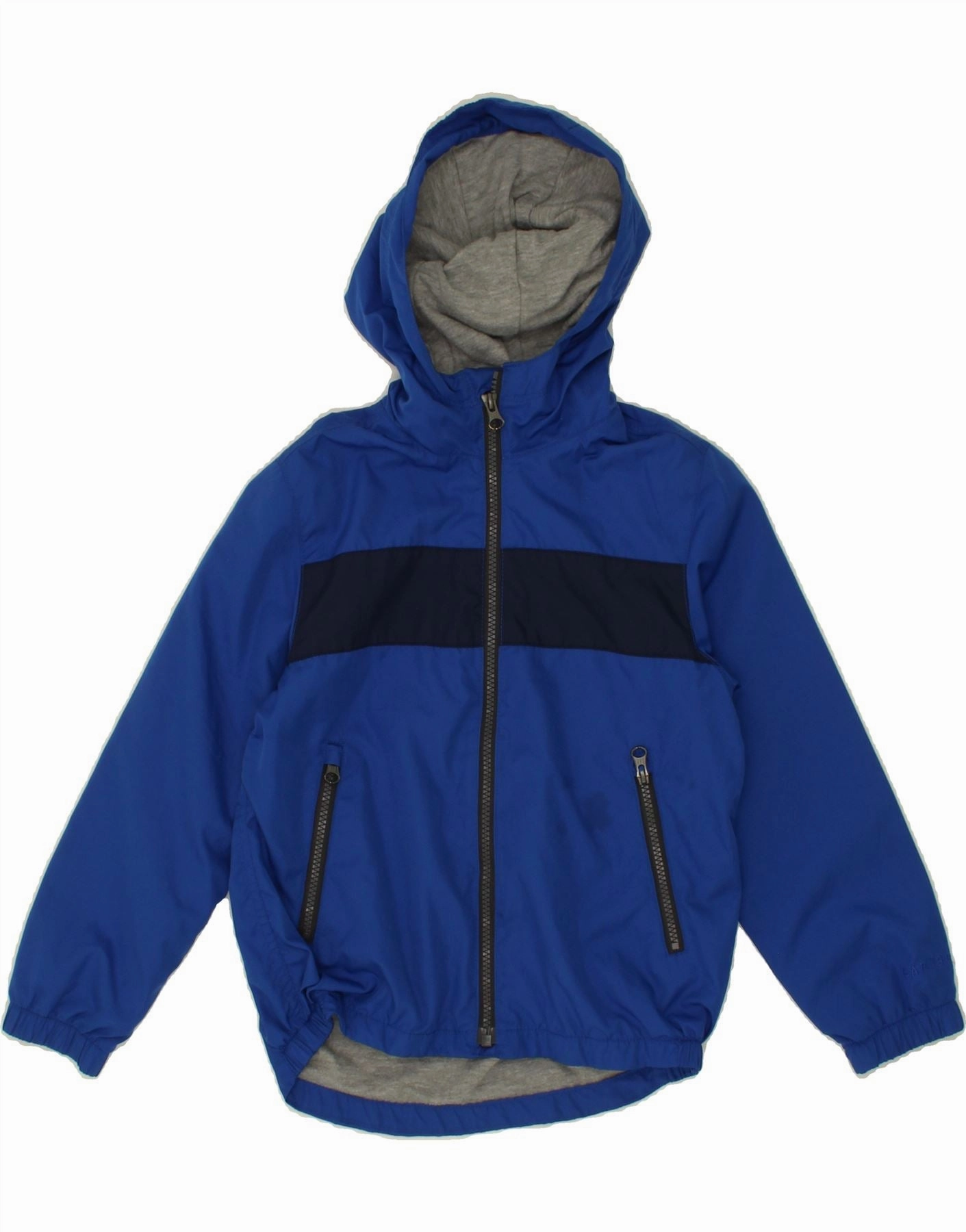 GAP Boys Hooded Rain Jacket 6-7 Years Small  Blue Colourblock Polyester Winter Gear Bright Tones