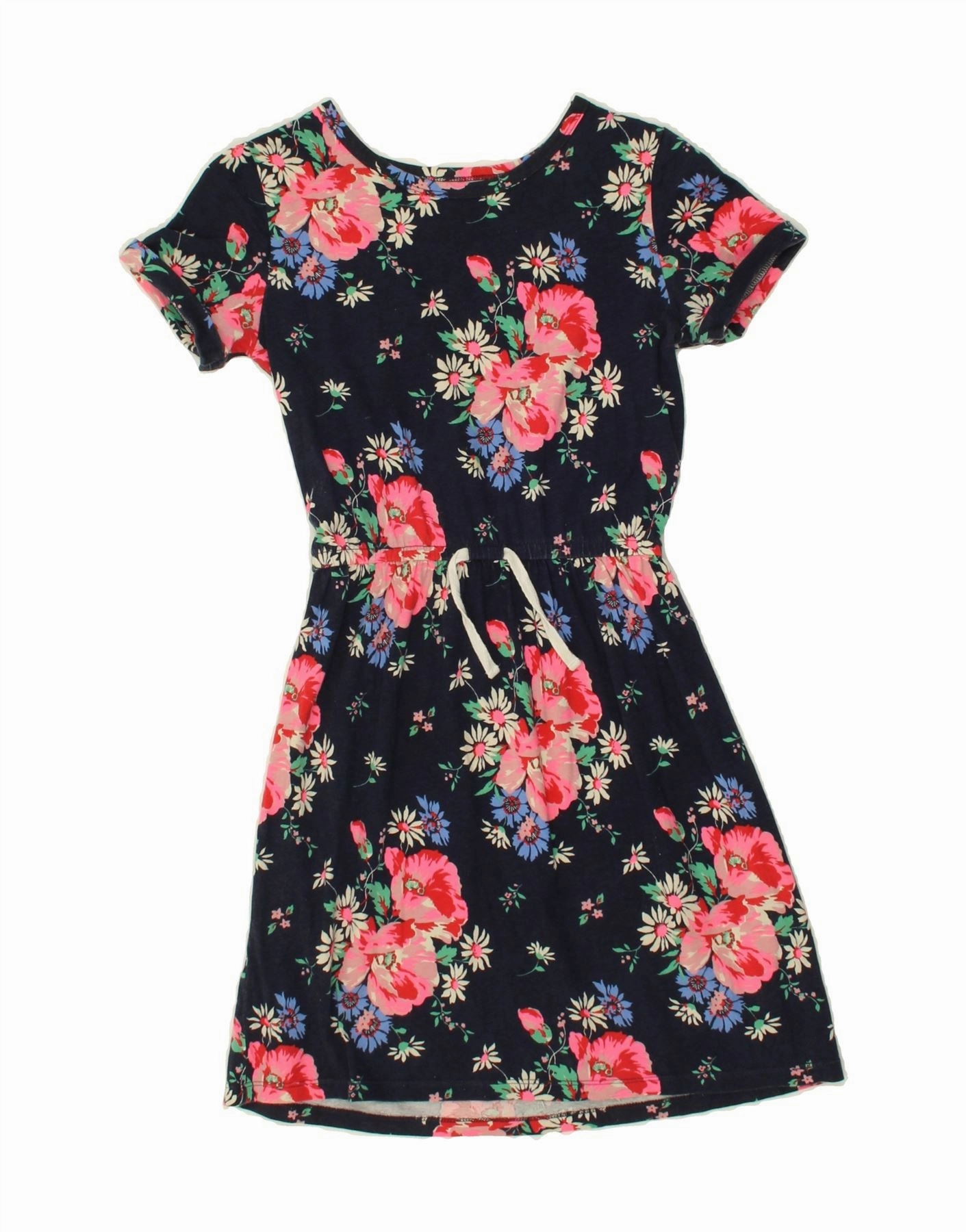 Festival-Ready Versatile Layering GAP Girls Graphic A-Line Dress 13-14 Years XL Navy Blue Floral Cotton