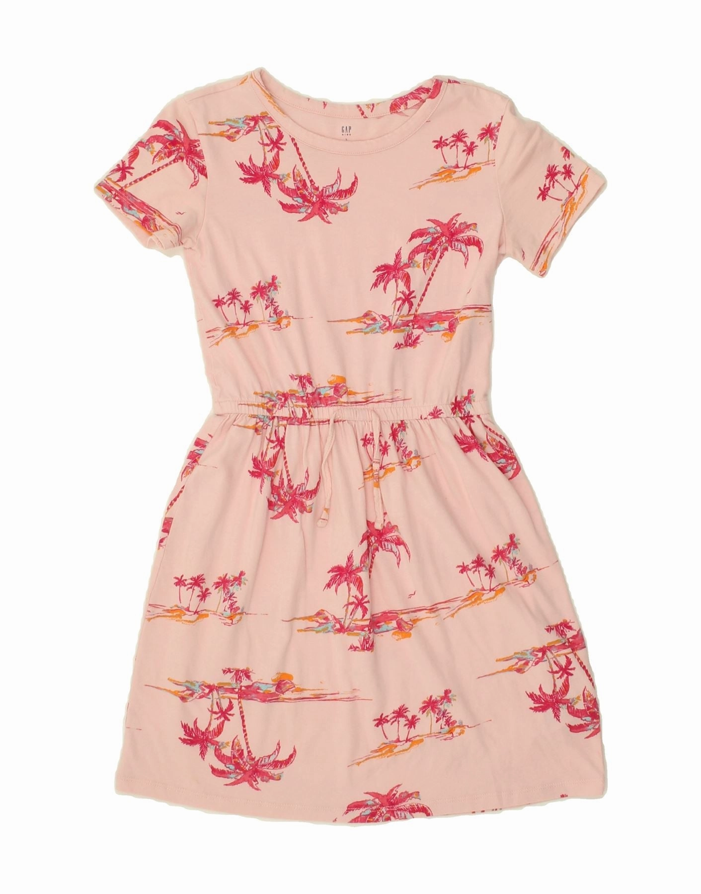 GAP Girls Graphic Basic Dress 10-11 Years Large Pink Cotton Quick Fit