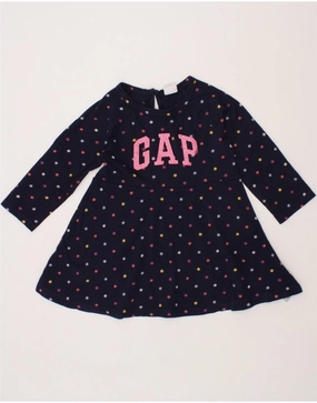 Sleek and Simple GAP Girls Graphic Long Sleeve Basic Dress 2-3 Years Navy Blue Cotton