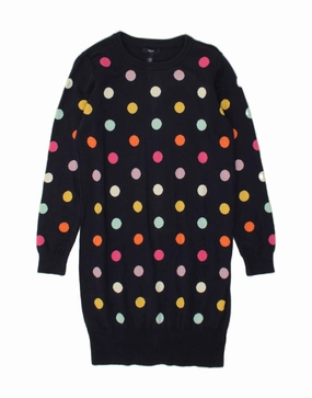 Feel Good GAP Girls Jumper Dress 12-13 Years 2XL Navy Blue Spotted Cotton