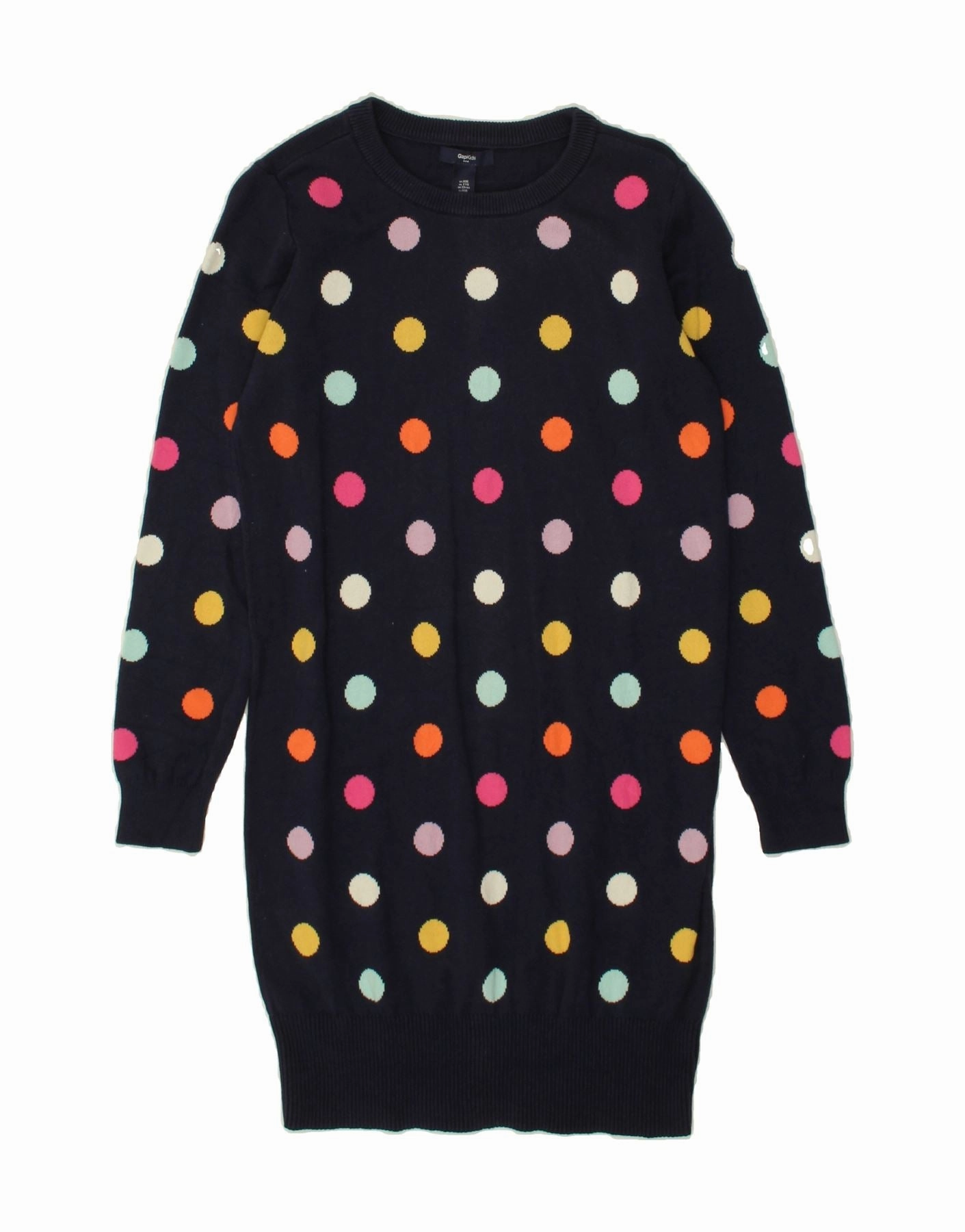 Feel Good GAP Girls Jumper Dress 12-13 Years 2XL Navy Blue Spotted Cotton