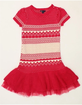 Mini-Length Soft Air GAP Girls Short Sleeve Jumper Dress 12-13 Years XL Pink Fair Isle Heart