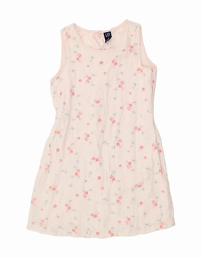 ruffle trim Travel-Style GAP Girls Sleeveless A-Line Dress 8-9 Years Medium  Pink Floral Linen