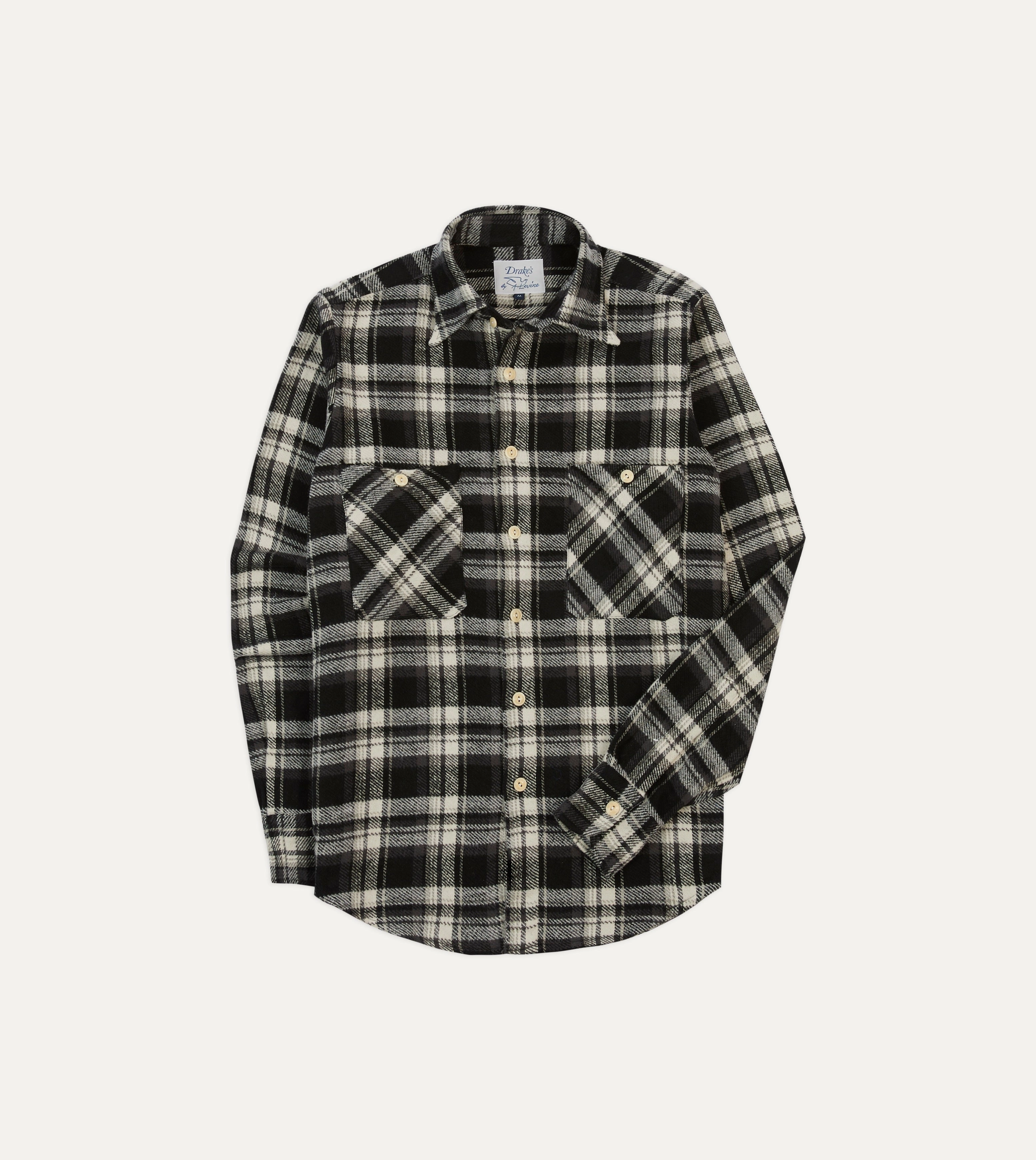 Local Favorite Drake's by A. Levine Black Check Cotton Two-Pocket Work Shirt