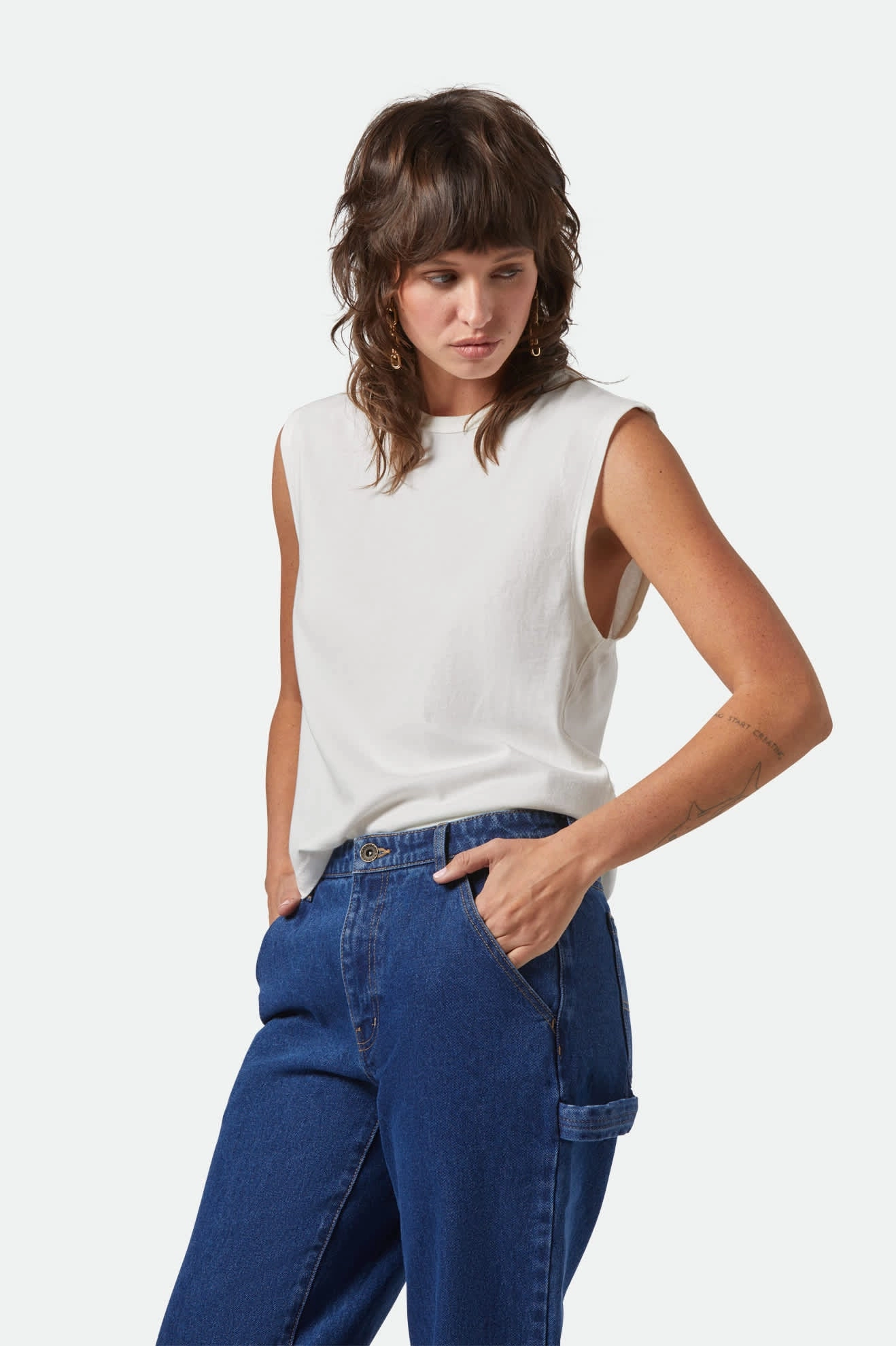 thermal Carefree Organic Garment Dyed Muscle Tank - Off White