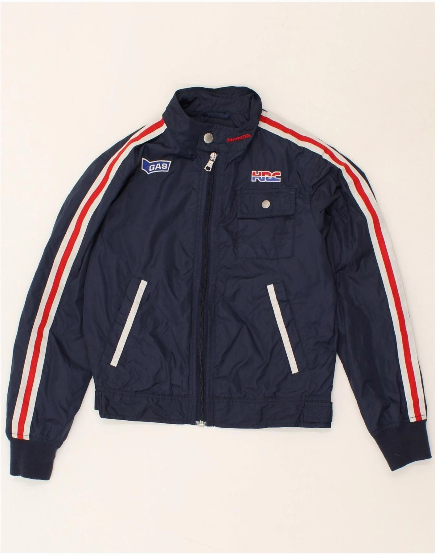 popular in Asia Base Warmth GAS Boys Graphic Bomber Jacket 9-10 Years Navy Blue Polyester