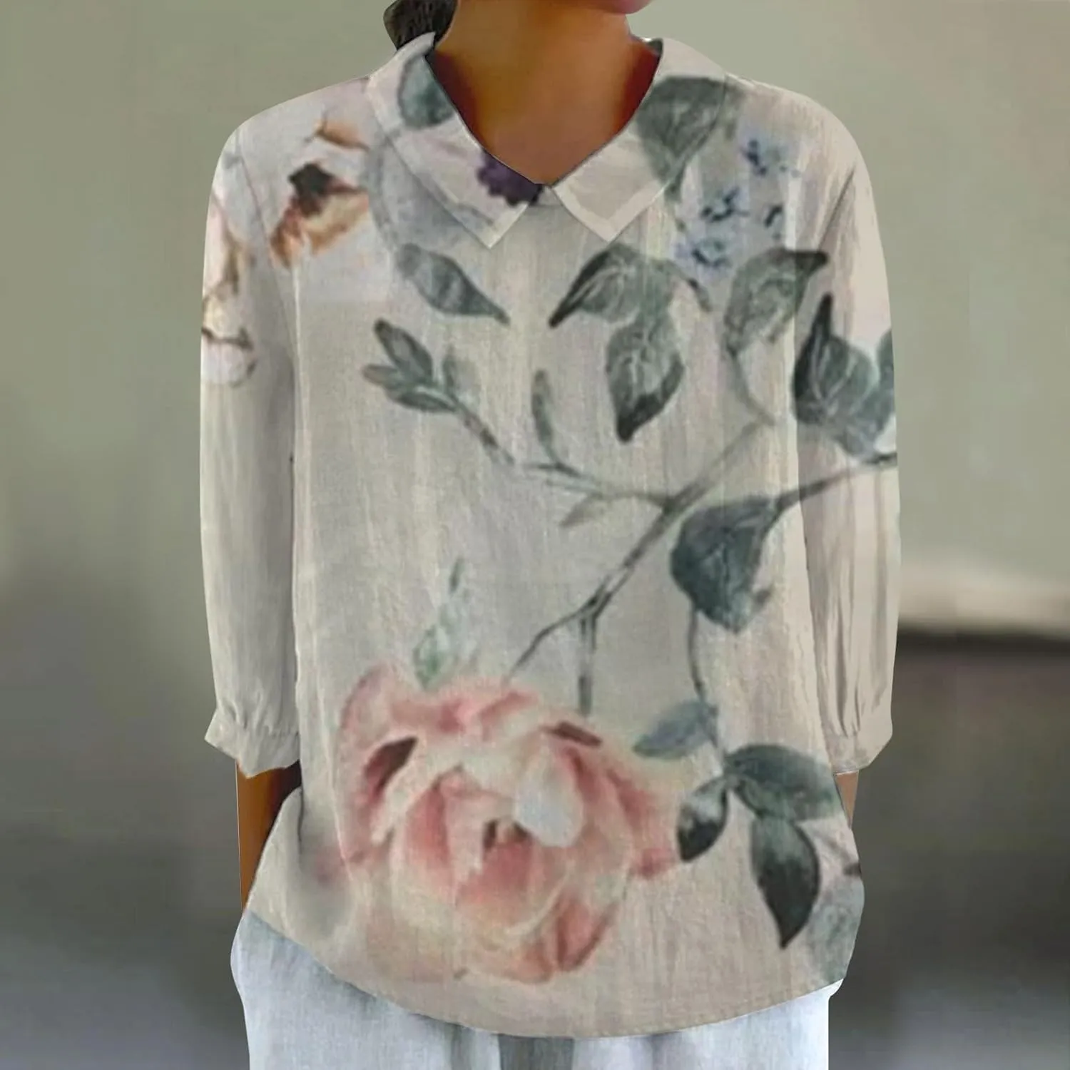 Gauzee tops women Tops Summer Casual V Neck Tshirt Ladies 2024 Floral Print Daily Tunic Blouses Teen Girls T Shirts