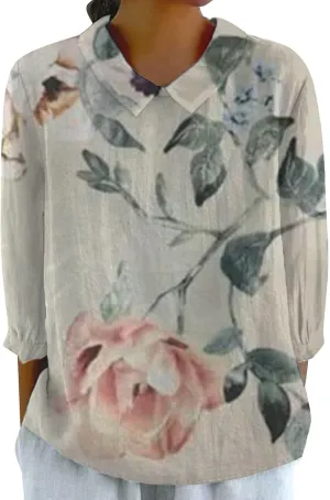 Gauzee tops women Tops Summer Casual V Neck Tshirt Ladies 2024 Floral Print Daily Tunic Blouses Teen Girls T Shirts