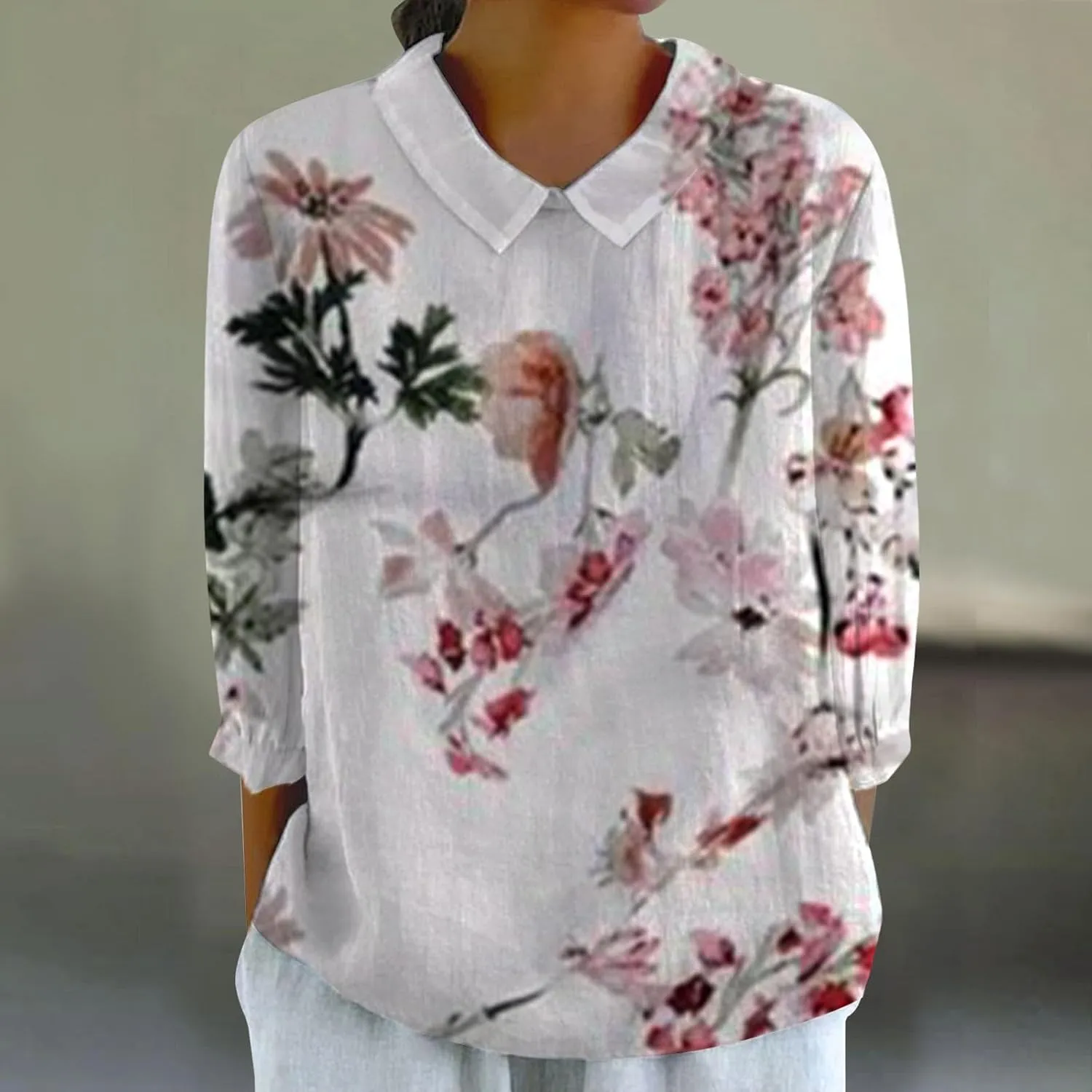 Gauzee tops women Tops Summer Casual V Neck Tshirt Ladies 2024 Floral Print Daily Tunic Blouses Teen Girls T Shirts