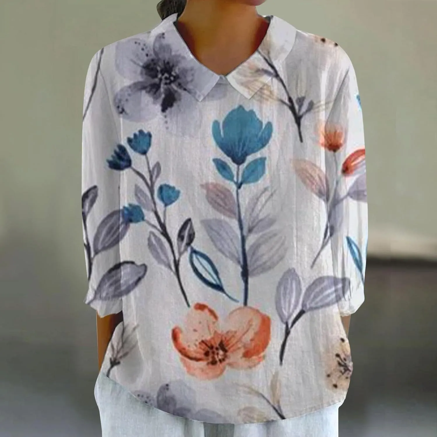 Gauzee tops women Tops Summer Casual V Neck Tshirt Ladies 2024 Floral Print Daily Tunic Blouses Teen Girls T Shirts